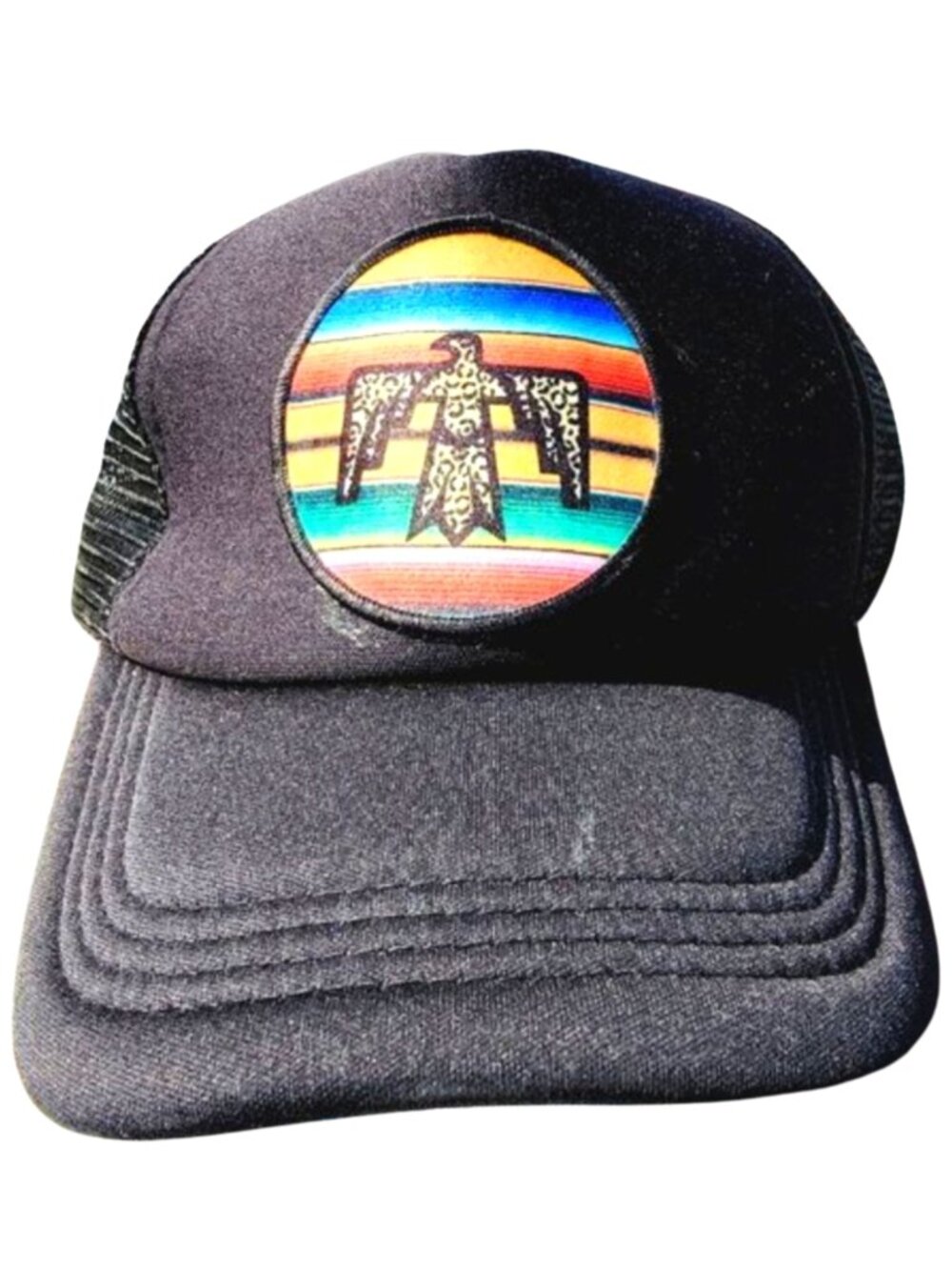 Thunderbird Serape Distressed Western Patch Trucker Hat